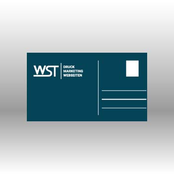 blaue Postkarte Werbedruck Staub GmbH